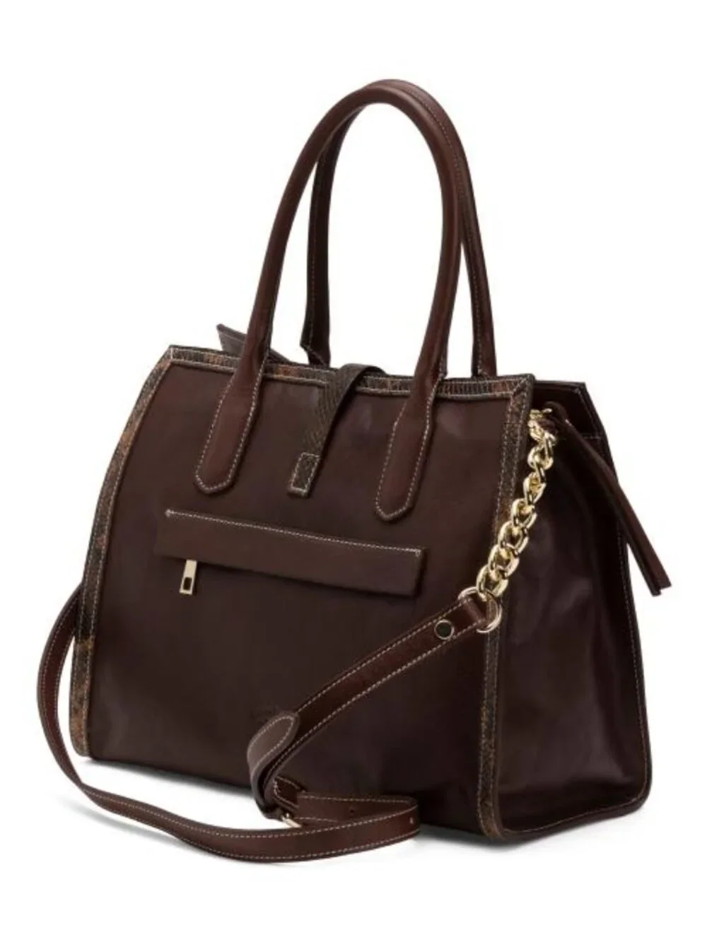 CAVALCANTI Made In Italy Leather Snake Turnlock Satchel